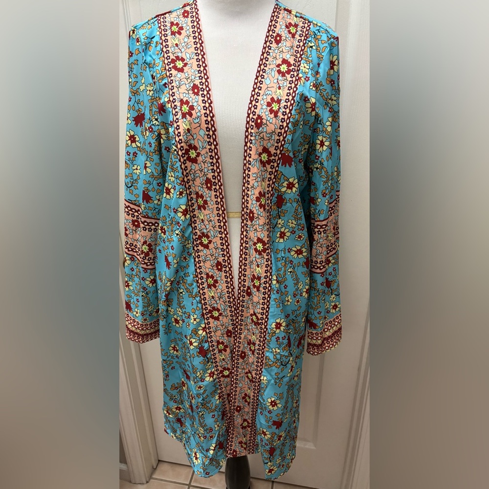 26. Unbranded Blue Yellow  Floral Kimono